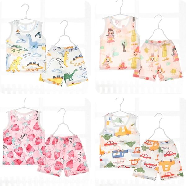 

suit new baby cotton shorts korean style children's clothing vest vest boys and girls sleeveless children's clothing, Blue