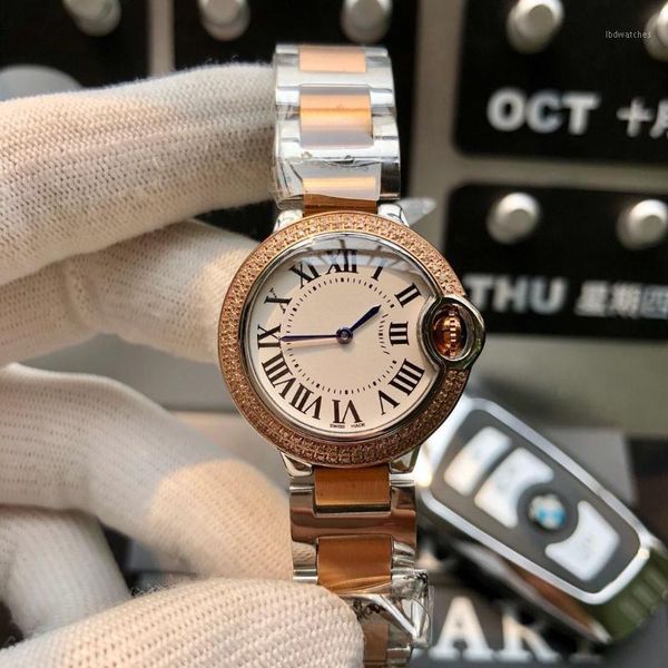 

women watch quartz movement 28mm 316l stainless steel band sapphire crystal women wristwatches waterproof1, Slivery;brown