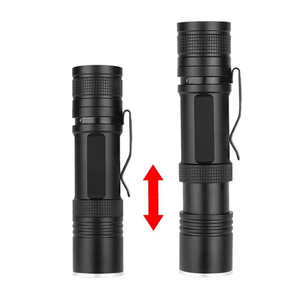 

flashlights torches mini pocket zoomable led torch clip penlight 3 modes waterproof universal