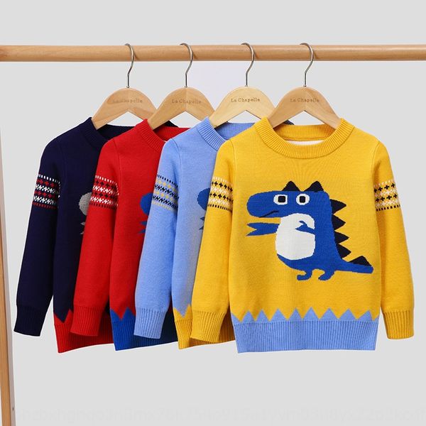 

new korean children's pullover knitwear sweater pullover cartoon dinosaur base knitwear for children in 2020 season, Blue