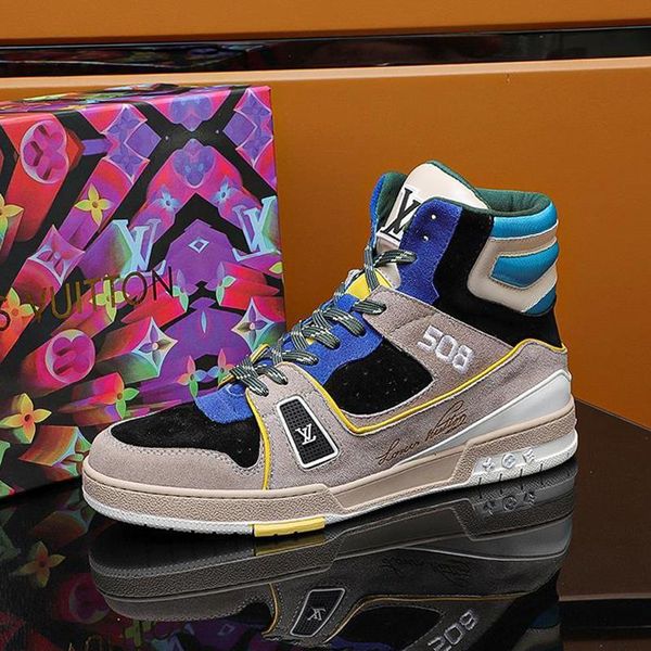 

2020 luxury designer mens casual sport shoes, personality wild high mens casual shoes breathable sport shoes eur 38-46 0065, Black