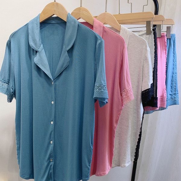 

512r 20 new side pants pajamas short-sleeved home 512r 20 new side pants suit lace shorts lace pajamas short-sleeved shorts home suit, Blue;red