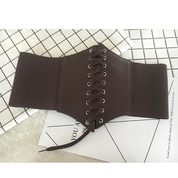 

fashion women ultra super wide belt pu elastic corset belt wide waist band ladies clothing accesoories female decor, Black;brown