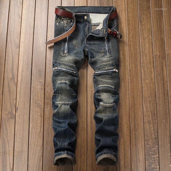 

hiphop skateboard jean pants mens zipper fly jeans mens straight pants designer spring skinny denim jeans biker, Blue