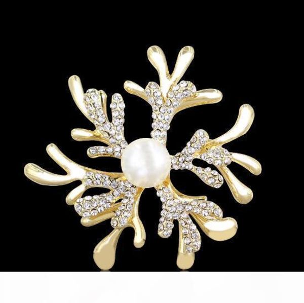 

женская мода кристалл pearl коралл цветы корсаж броши золото 14k брошь штыри шарфа зажимы женщины костюм штыри отворотом аксессуары, Gray