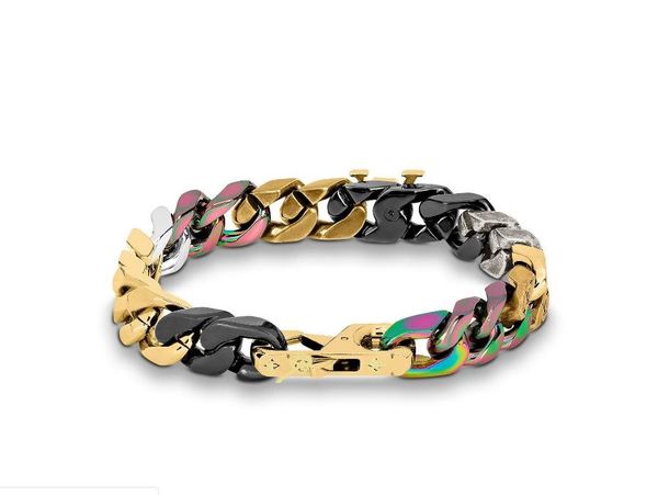 

laser chain links patches bracelet m69463, Black