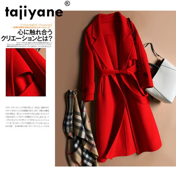 

tajiyane spring autumn coat women long woman jacket woolen coat female womens coats and jackets abrigo mujer invierno wpy688, Black