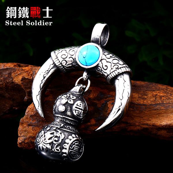 

steel soldier music calabash pendant chain stainless steel cucurbit necklace cool men jewelry, Silver