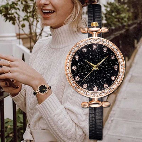 

disu brand women's vintage watches casual small leather wristwatches simple leather rhinestone quartz ladies dress wrist watch, Slivery;brown