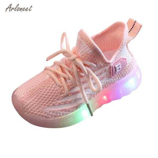 

2020 new kids led sneakers breathable children sports shoes for baby girls boys luminous shoes with light, Black