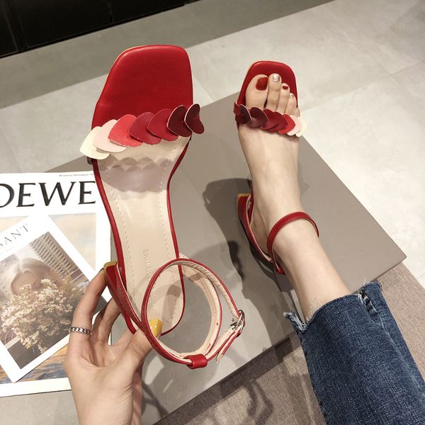 

the new summer han edition joker fairy air thick with peep-toe heels, Black