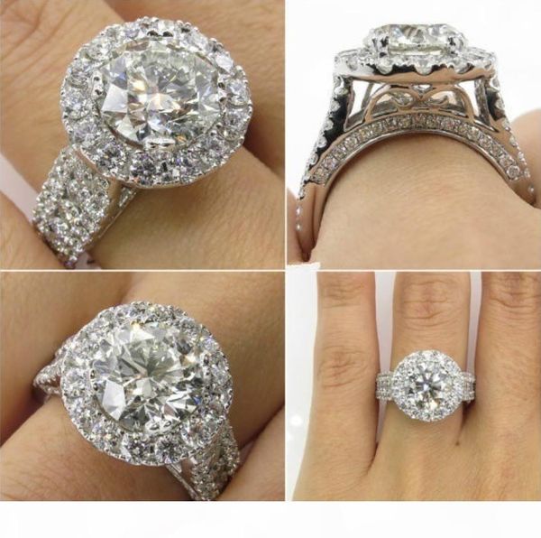 

m size 6 -10 wholesale professional jewelry 925 sterling silver fill big round shaoe white z cz diamond women wedding band ring for, Slivery;golden