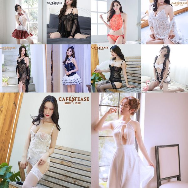 

4zhgs coffee underwearcoffee temptation underwear one-piece mesh clothing student uniform pajamas temptation underwear special off, Black;white