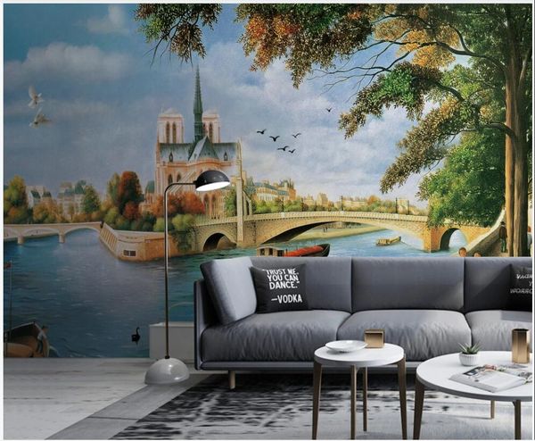

3d p wallpaper custom mural water city street ancient architecture landscape oil painting home decor wallpaper rolls in the room