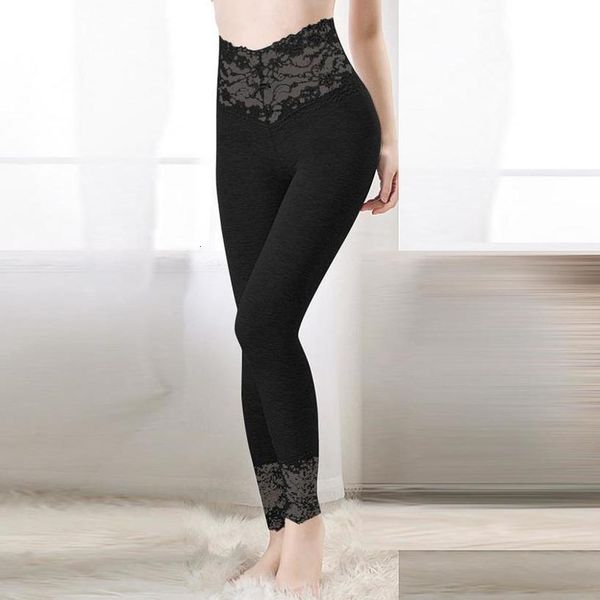 

plus size winter black leggings warm pants pure casual color high waist lace skinny pencil leggings for women casual leggins trousers