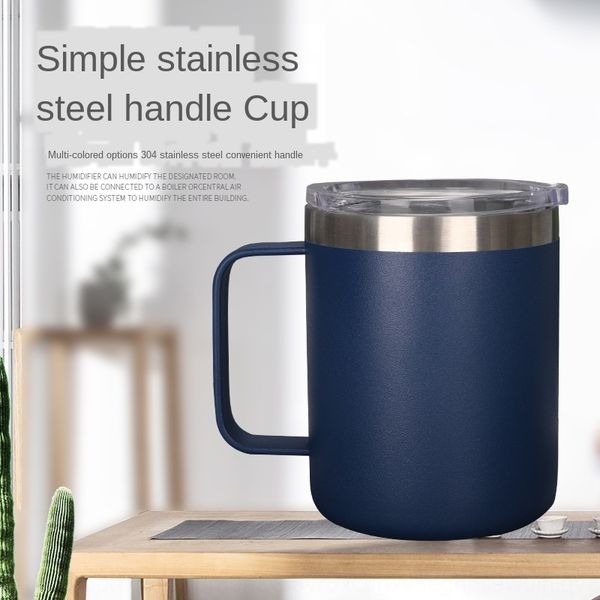 

12oz 304 stainless steel plastic cup mug handle coffee cup daily plastic mug