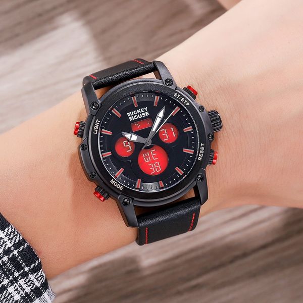

electronic multi-functional men's electronic cool belt double movement waterproof sports watch men's watch 399, Blue
