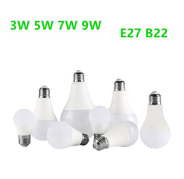 

led light bulbs white no flicker 3w 5w 7w 9w e27 b22 medium screw base bulbs
