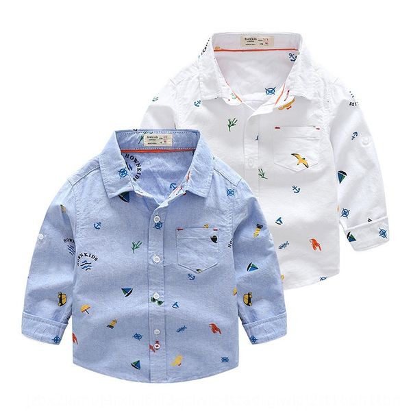 

new autumn clothing shirt children's clothing boys' children's printing cartoon cotton oxford long sleeve shirt batch, White;black
