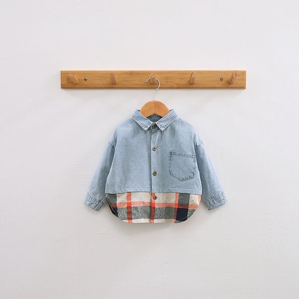 

rkew9 2020 korean style new plaid boy's season long sleeve children's fashionable baby's men's tong chen shan tong chen, White;black