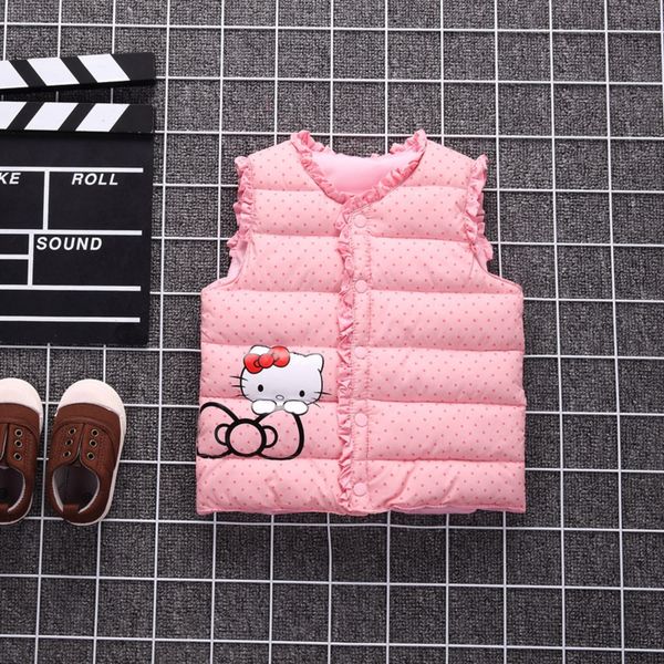 

2019 осень кружева жилет жилет зима новая мода сладкий милые дети и девочки вниз хлопка полька кружева стенд воротник небольшой жилет, Camo