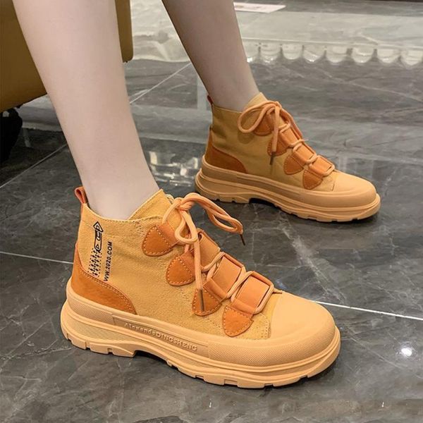 

women fashion sneakers boots women canvas high-shoes casual cross strap thread letter cloth shoes korea young girl, Black