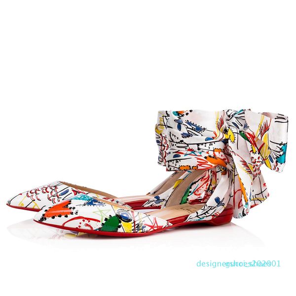 

fashion lahore flat red bottom ballerinas with graffiti patent-leather dress party point-toe ties at ankle ballet shoes g01, Black