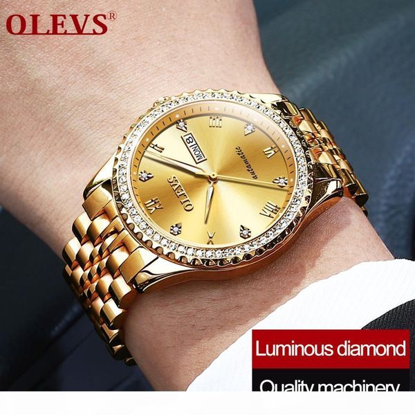 

olevs бизнес мужские автоматические механические часы водонепроницаемый мужские часы инкрустированные rhinestone световой указатель автомати, Slivery;brown