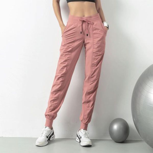 

running pants loose yoga trousers women sport solid elastic fitness jogging workout outdoor casual pocket kz19, Black;blue