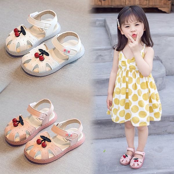 

girls ' sandals summer new baotou baby shoes kindergarten soft bottom baby toddler shoes princess sandals 1-2-3-6, Black