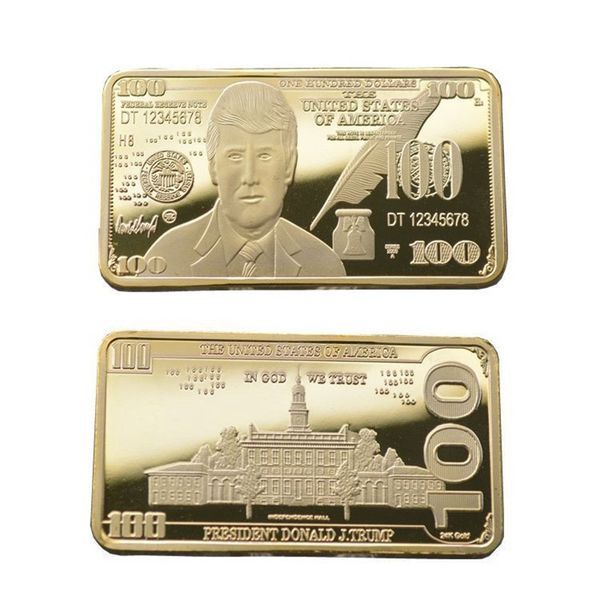 

trump gold and silver medal 24k gilded embossed commemorative coin trump square badge bwc684