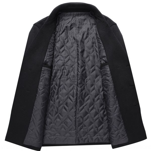 

men's middle-aged double-breasted men's middle-aged woolen coat wool wool double-breasted woolen coat, Black