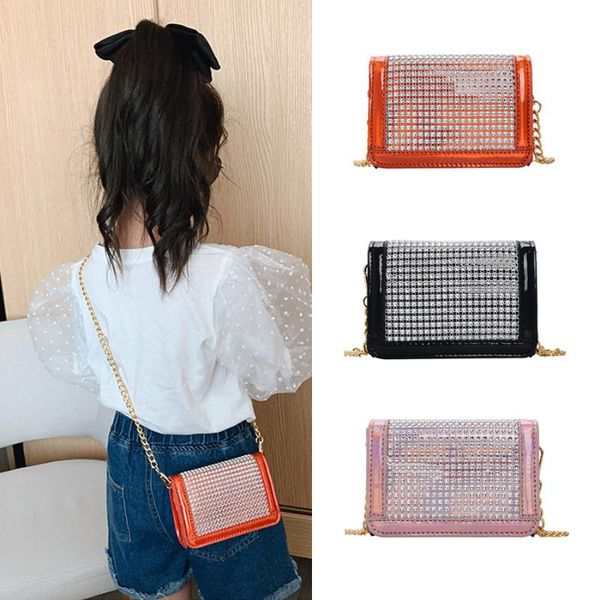 

kids mini handbag 2020 cute girls small coin wallet pouch bag baby girl diamond party change purse messenger bag gift, White