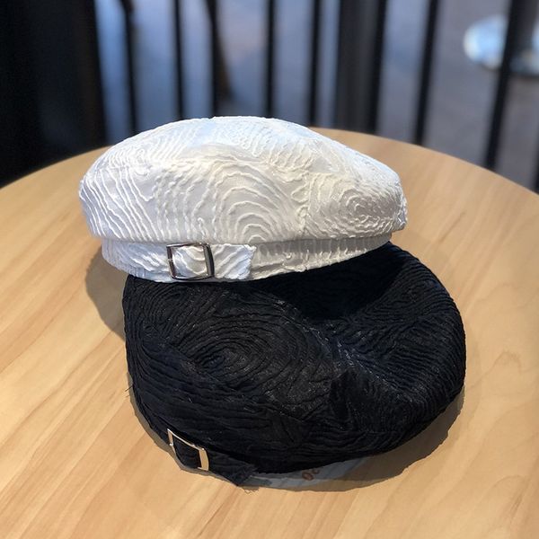 

korean fashion painter's beret newsboy hat fashionable thin breathable mesh new beret women's british painter hat, Blue;gray