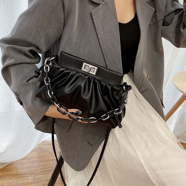 

chain shoulder bags for women 2020 luxury solid color crossbody bag fashion travel handbags lady party clutch sac