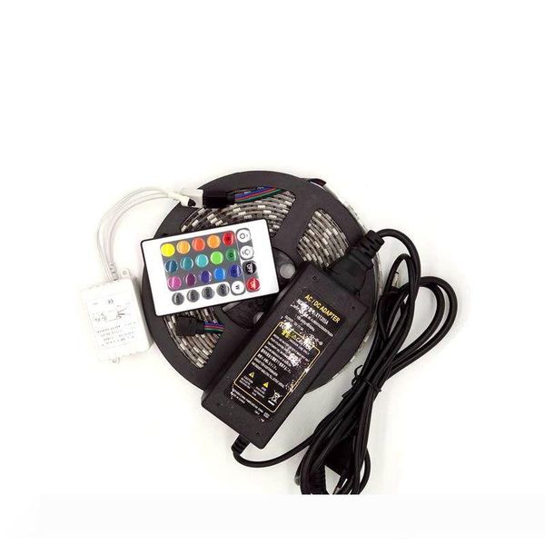 

edison2011 5050 smd rgb led strip light 5m 300 leds waterproof + 24 key controller+ power supply (12v 5a) dhl