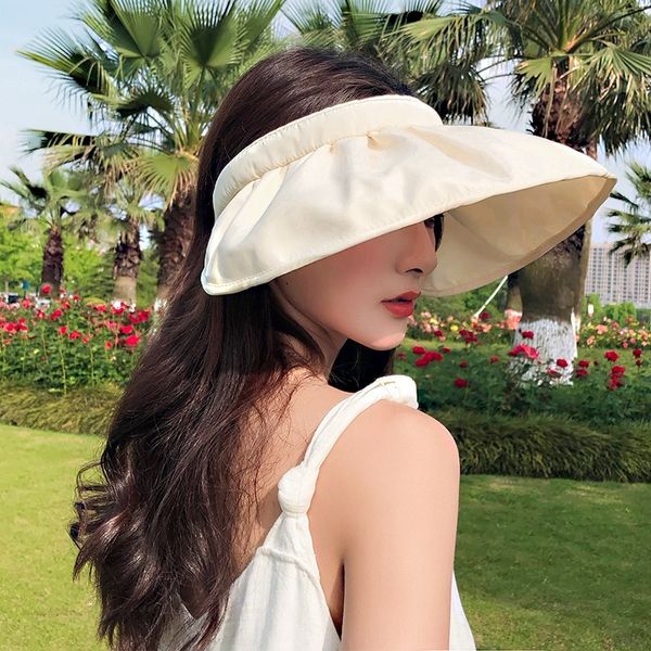 

korean shell empty sunshade sunscreen sun hat women's sunscreen hat outdoor sunshade uv protection korean fashion, Blue;gray