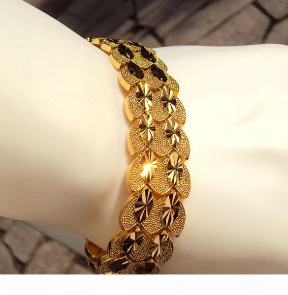 

r eternal classics men 's women 's bracelet wide 23k 24k thai baht yellow gold gp bangle twin 7 .9 inch, Black