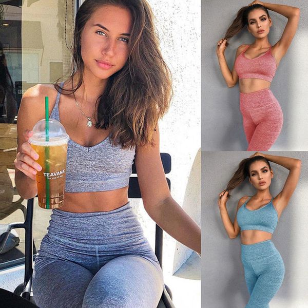 

hirigin 2 piece set women high wasit tracksuit clothes crop slim fitness set mesh patchwork women's workout outfits, Gray