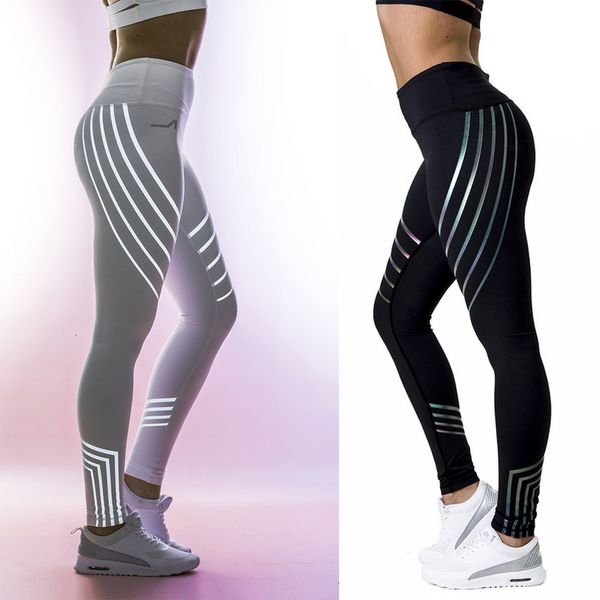 

models new european and american streamer digital printing high waist leggings sports casual leggings, Black