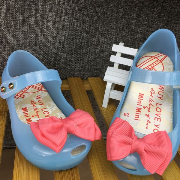 

2020 new jelly and butterfly sandals children led flash lamp bow girl sandals princess rubber shoes, Black;red