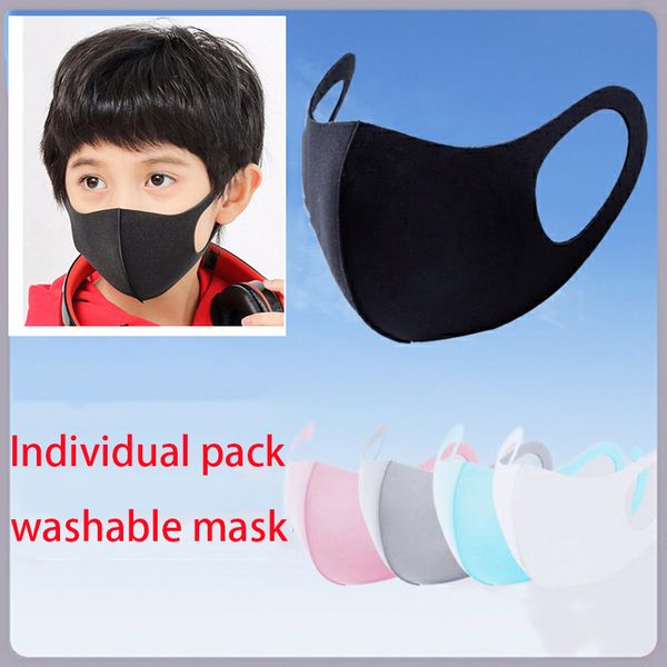 

individual bag 5 color designer mask 3-12 years kids black face cover pm2.5 mouth masks respirator reusable washable protective aha128