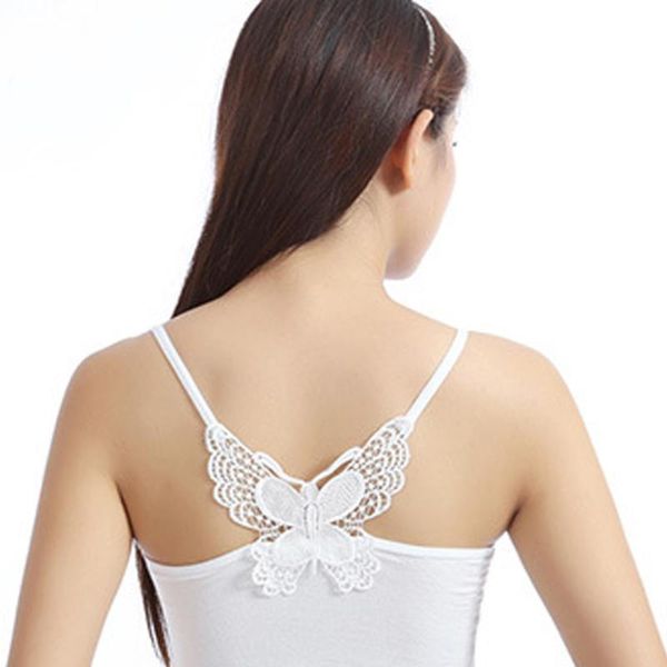 

women new fashion hollow out camisole girls butterfly embroidered short ladies soft simple fashion short sling, White