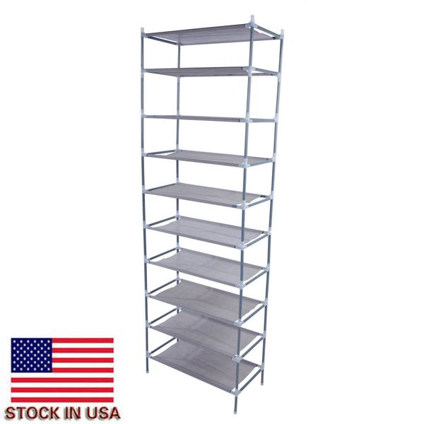 

2020 съемная внутренней и наружной обуви хранения стойку главная практическая чистка стойки простота монтажа 10 tiers нетканые ткани серый о