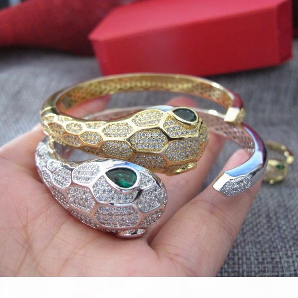 

luxury new designer fashioncz diamond paved animal cuff bracelet bangle 18k gold plated party jewelry for women, Black
