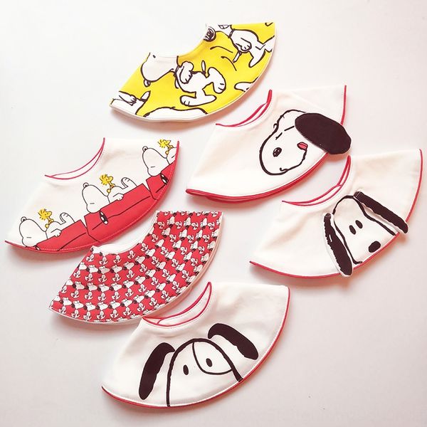 

japanese 360 round bib pure cotton baby saliva saliva towel towel cute cartoon puppy bib children's fake collar
