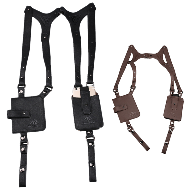 

yeahmart man leather anti theft safety hidden holster underarm pouch secret agent double shoulder phone case wallet bag