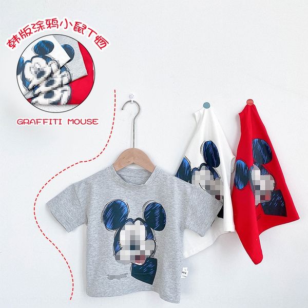 

8n7pi clothing 2020 summer children's t-shirt children's clothingbaby children and children korean style boys and girls graffitit, Blue