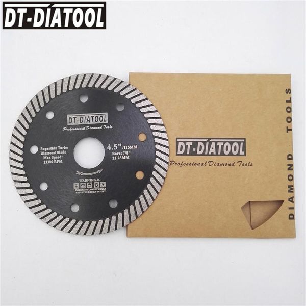 

dt-diatool 5pcs diameter 115mm/4.5inch diamond pressed super thin turbo saw blades ceramic/tile marble granite cutting disc