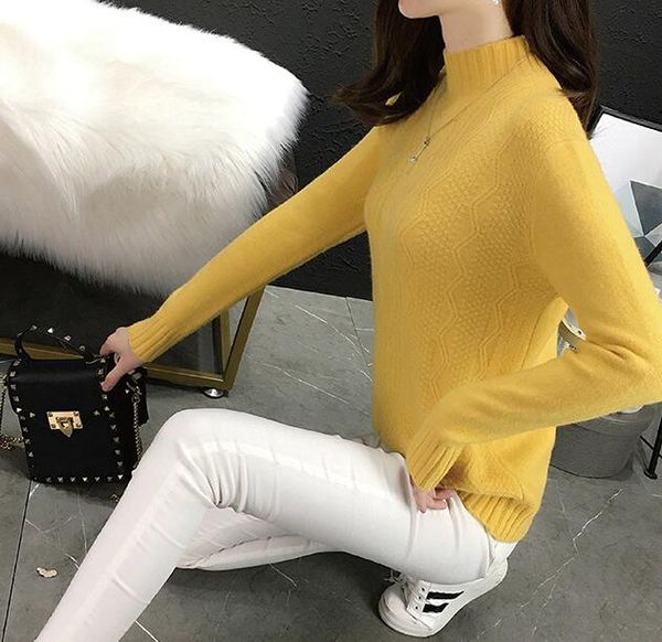 

ms / корейский стиль осенью и зимой свитер; обычный свободные пуловер с средней длиной воротником; длинный рукав свитер, White;black